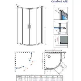   H2O COMFORT E 100x80x190cm zuhanykabin íves króm 5mm EasyClean üveg