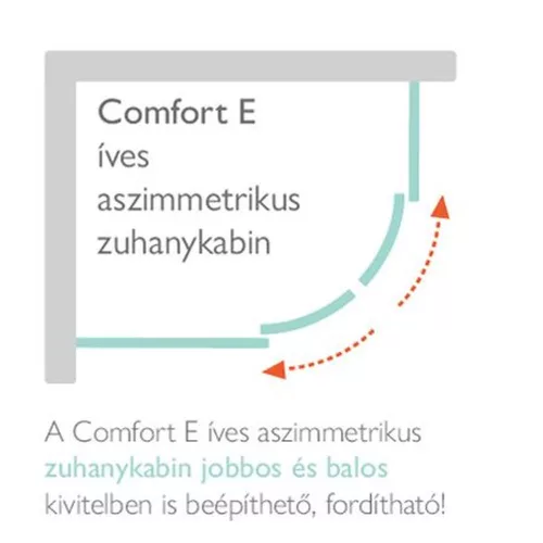 H2O COMFORT E 100x80x190cm zuhanykabin íves króm 5mm EasyClean üveg