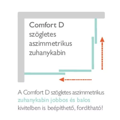 H2O COMFORT D 100x80x190cm zuhanykabin szögletes fekete 5mm EasyClean üveg