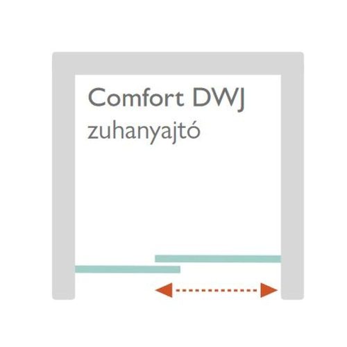 H2O COMFORT DWJ zuhanyajtó 140cm toló króm 5mm EasyClean üveg
