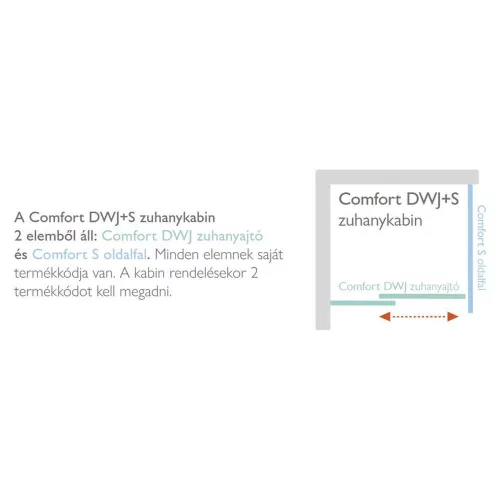 H2O COMFORT S oldalfal 90cm DWJ zuhanyajtóhoz fekete 5mm EasyClean üveg