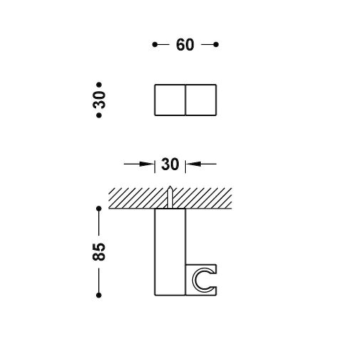 Tres zuhanytartó fix szögletes, anyaga RÉZ, fényes ARANY (107839OR)