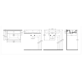   Sapho/Aqualine SISTEMA kerámiamosdó FEKETE, pultra vagy falra szerelhető, 60x42/13,3cm (10SF50060-2N)