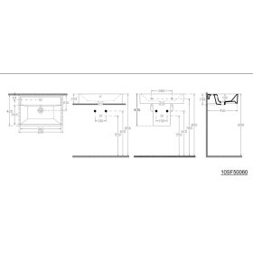   Aqualine-Sapho SISTEMA kerámiamosdó, pultra vagy falra szerelhető, 60x42/13,3cm 10SF50060