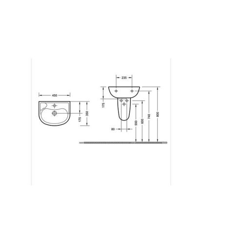 Aqualine-Sapho SMALL kerámiamosdó 45x35cm (10TP71045)