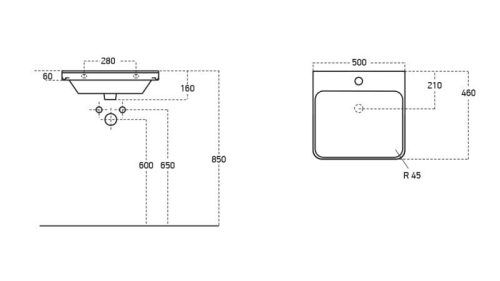 Sanovit LUXURY porcelán mosdókagyló 50 x 46 cm