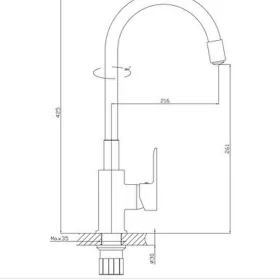   Aqualine-Sapho LORE mosogató csaptelep flexibilis kifolyóval, matt fekete (1106-70B)