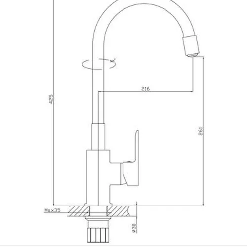 Aqualine-Sapho LORE mosogató csaptelep flexibilis kifolyóval, fekete/króm (1106-70)