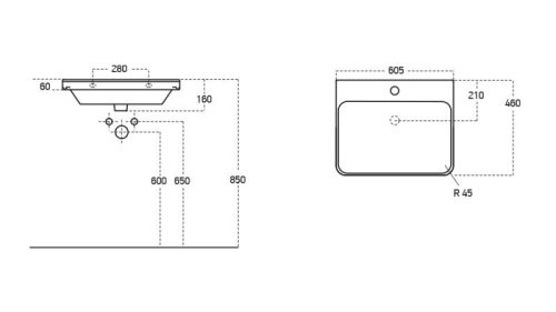 Sanovit LUXURY porcelán mosdókagyló 60 x 46 cm