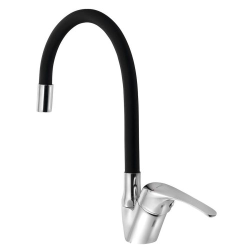 Sapho/Aqualine KASIOPEA 35 álló mosogató csaptelep króm, fekete flexibilis kifolyóval (1107-65F)