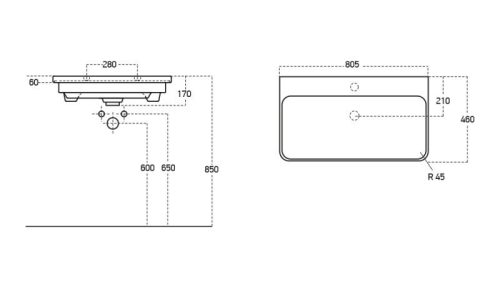 Sanovit LUXURY porcelán mosdókagyló 80 x 46 cm