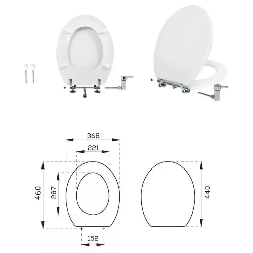 CR BIDÉS WC ülőke - hideg / melegvizes csapteleppel - Duroplast - 44 x 37 cm