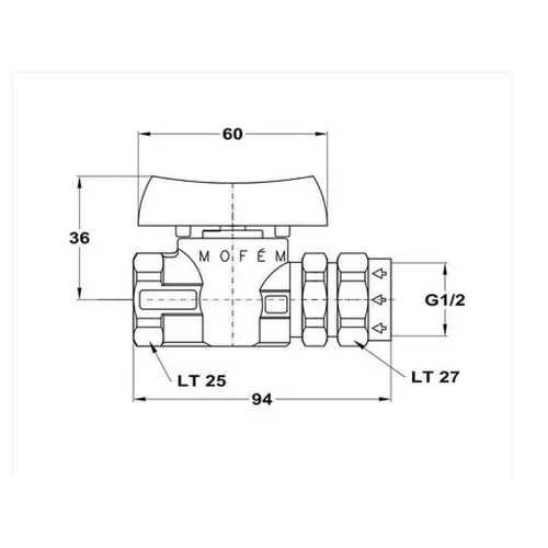 Mofém FLEXUM Golyóscsap 1/2" KB fix gázra, hőhatásra záró szeleppel 113-0074-35