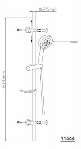Aqualine-Sapho SUNRA zuhanyszett állítható furattávolsággal, króm (11444)