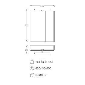 Polwood TOLEDO 65 tükrös szekrény fekete 63x83,3x21,5cm