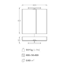 Polwood TOLEDO 80 tükrös szekrény fekete 80x83,3x21,5cm