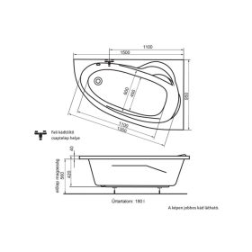 H2O KITTY 150x95cm fürdőkád BAL kádláb nélkül