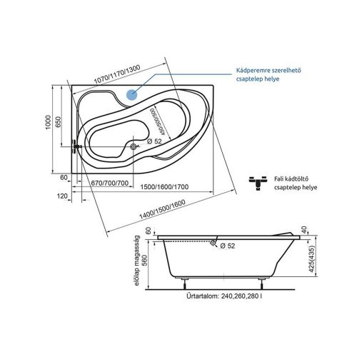 H2O FORTUNA 170x100cm előlap Balos