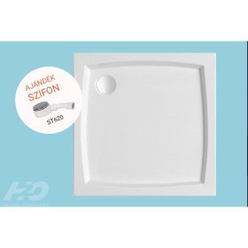 H2O NERO C Slim 80x80x8cm szögletes zuhanytálca szifonnal