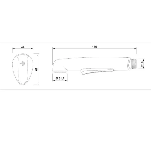 Sapho DELUXE bidé zuhanyfej tartóval, króm, gégecső nélkül (12327205017)