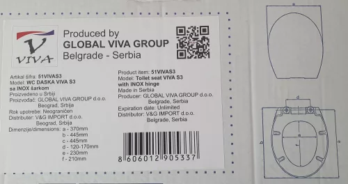 VIVA S3 WC ülőke - duroplast - fém zsanérral