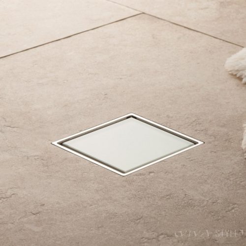 Pestan zuhanyfolyóka Confluo Standard fehér üveg 10 x 10 cm