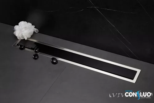 Pestan zuhanyfolyóka Confluo Premium Line fekete üveg 65 cm