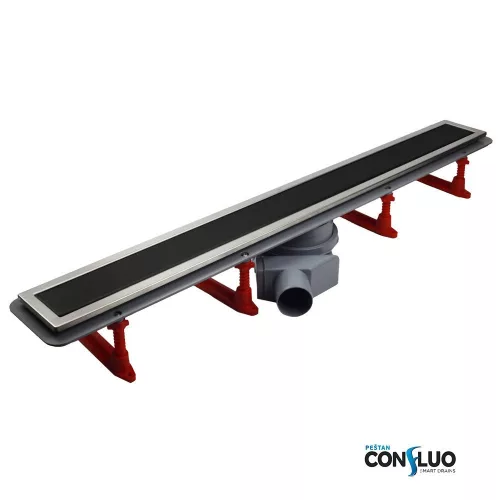 Pestan zuhanyfolyóka Confluo Premium Line fekete üveg 65 cm
