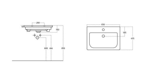 Sanovit SOFT porcelán mosdókagyló 65 x 45,5 cm