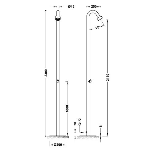 Tres Swimming pool 316 rozsdamentes acél kerti vagy medencezuhany 13499503