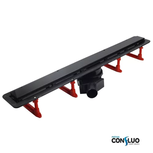 Pestan zuhanyfolyóka Confluo Frameless Line FEKETE üveg 75 cm
