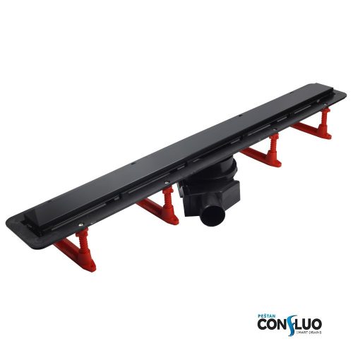 Pestan zuhanyfolyóka Confluo Frameless Line FEKETE üveg 85 cm