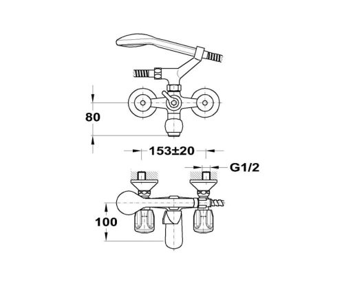 Mofém Eurosztár fali kádtöltő csaptelep zuhanyszettel 141-0094-00