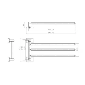   Sapho/Aqualine APOLLO mozgatható tripla törölközőtartó 334mm króm (1416-16)