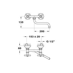 Mofém Treff fali mosogató csaptelep 200 mm 142-0010-30