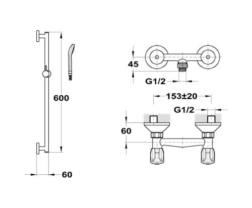 Mofém Eurosztár fali zuhanycsaptelep szett nélkül 143-0111-000