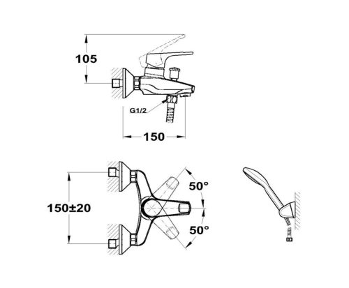 Mofém Junior Evo fali kádtöltő csaptelep zuhanyszettel 151-0063-00