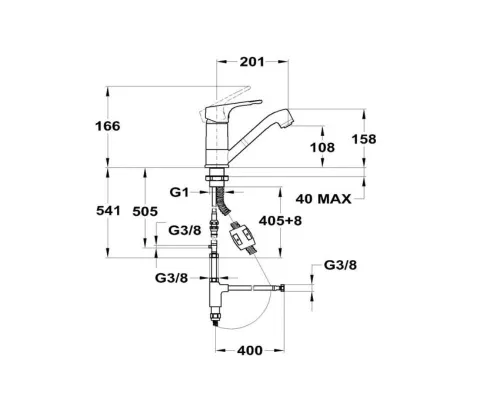 Mofém Junior Evo álló mosogató csaptelep kihúzható zuhannyal 152-0050-00