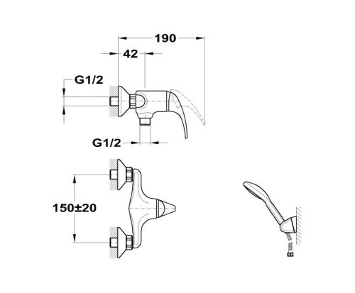 Mofém Junior fali zuhanycsaptelep Basic zuhanyszettel 153-0009-00