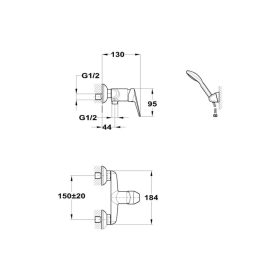   Mofém Bridge fali zuhanycsaptelep szett nélkül 153-1851-00