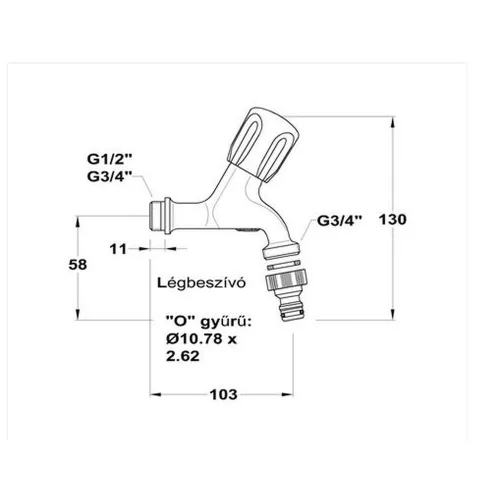 Mofém Kifolyószelep 3/4" tömlővéges gyorscsatlakozóval, légbeszívóval (162-0008-00)