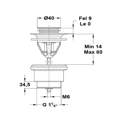 Mofém nyomógombos leeresztőszelep mosdóhoz 5/4" (klikk-klakk), króm (168-0005-00)