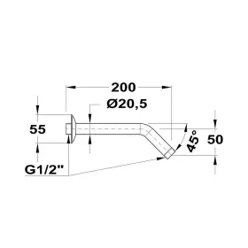 Mofém zuhanykar fejzuhanyhoz 45° x 200mm (169-0003-01)