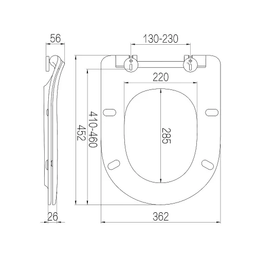 Sapho EDITA SLIM WC ülőke soft close easy take 36,2 x 45,2 cm 1703-458
