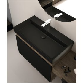   Sanovit STANCE- MATT FEKETE - porcelán mosdókagyló - 60 x 45,5 cm