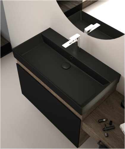 Sanovit STANCE- MATT FEKETE - porcelán mosdókagyló - 60 x 45,5 cm