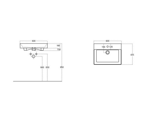 Sanovit STANCE- MATT FEKETE - porcelán mosdókagyló - 60 x 45,5 cm