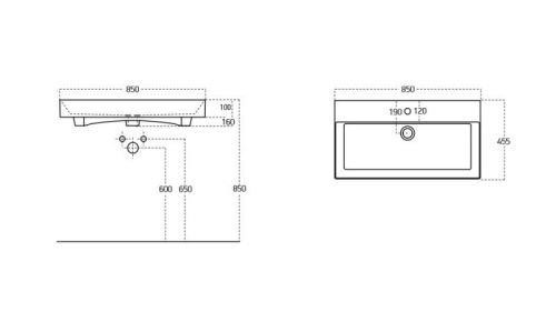 Sanovit STANCE porcelán mosdókagyló 85 x 45,5 cm