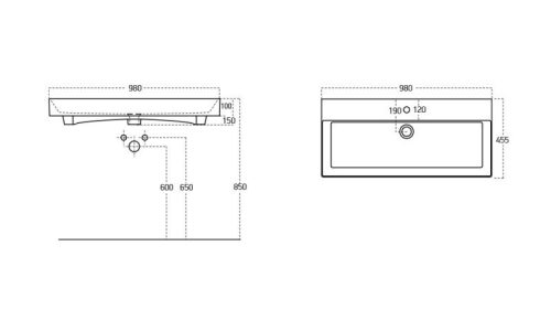 Sanovit STANCE porcelán mosdókagyló 100 x 45,5 cm