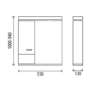 Viva STYLE Tükrös fürdőszobai szekrény LED világítással - BALOS szekrénnyel - 55 x 99 x 17 cm
